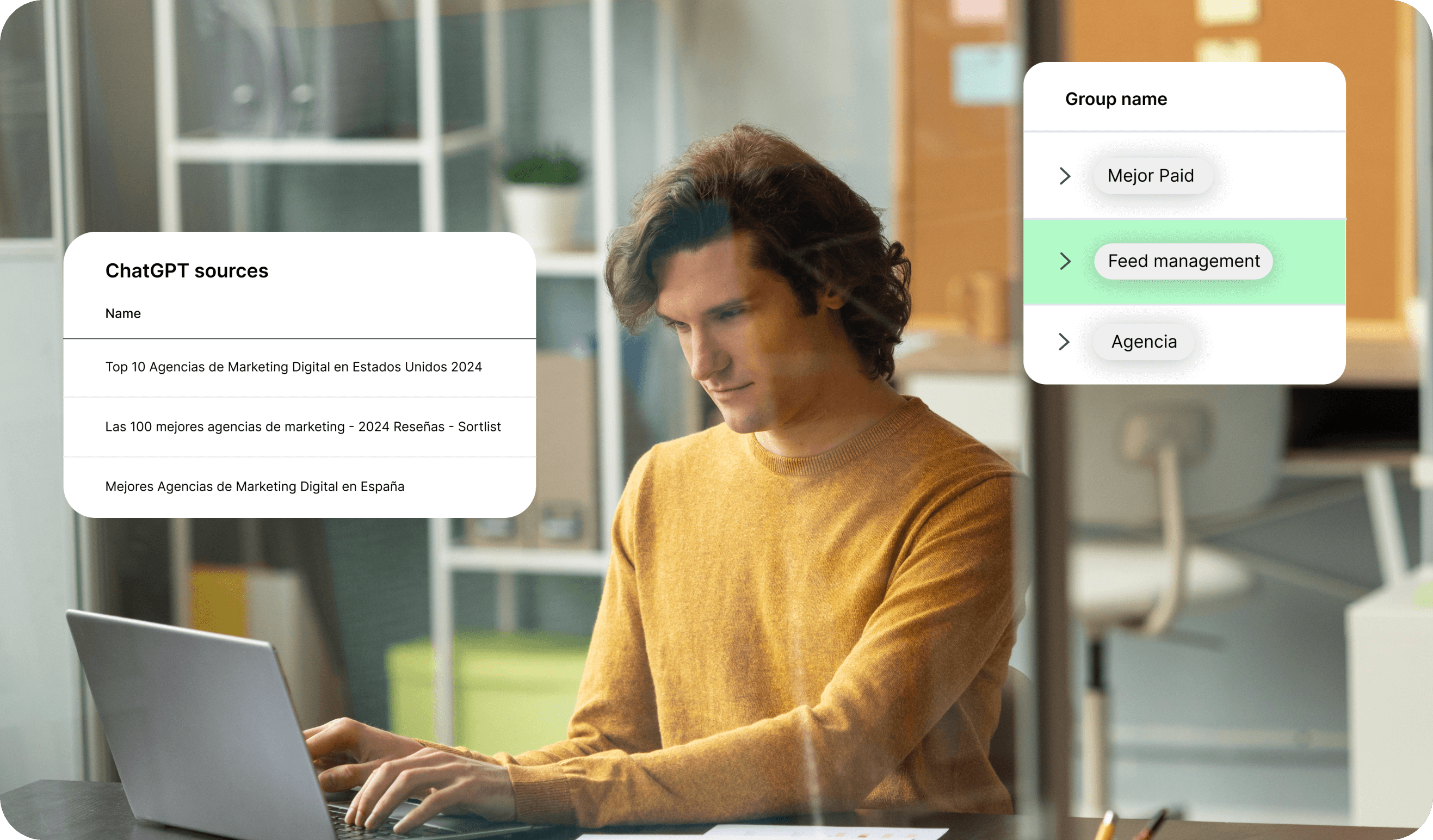 Adsmurai Marketing Platform Brand Tracker interface with a professional analyzing data on your laptop