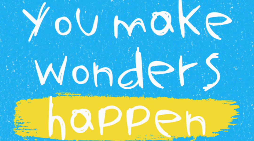 Unicef creative. Blue background with white text 
